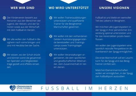 Informationsgrafik des Fördervereins für Fußball in Besigheim mit Text über Vereinsziele und Unterstützungsangebote.