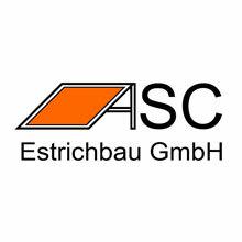 Logo der Firma ASC Estrichbau GmbH mit orangefarbenem Symbol und schwarzer Schrift.