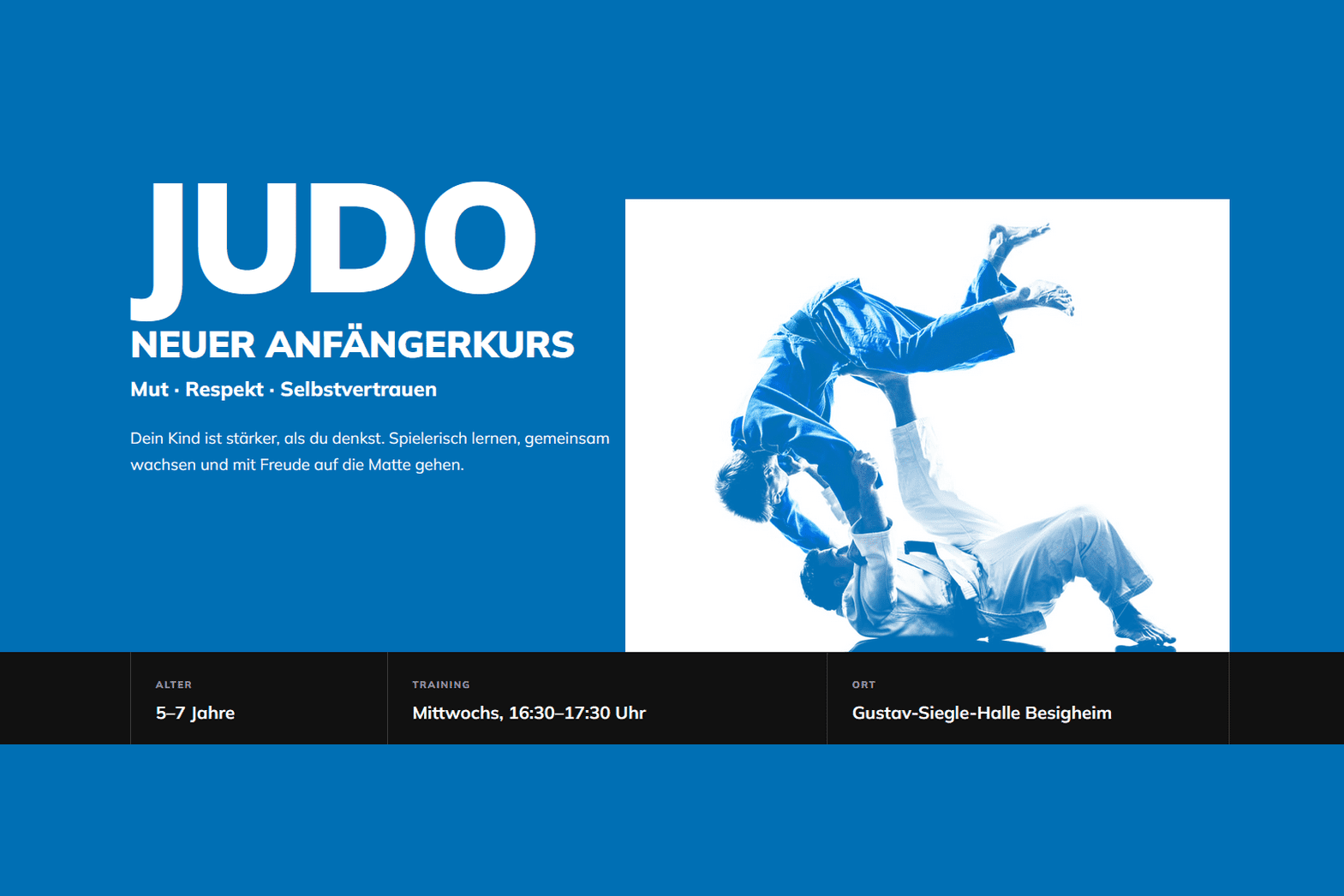 Judo Anf&auml;ngerkurs f&uuml;r Kinder von 5-7 Jahre