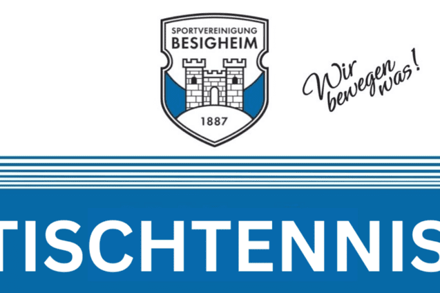 Logo der Sportvereinigung Besigheim mit dem Text &bdquo;TISCHTENNIS&ldquo; und dem Slogan &bdquo;Wir bewegen was!&ldquo;.