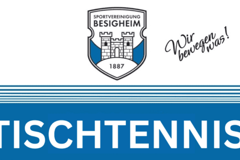 Logo der Sportvereinigung Besigheim mit dem Text &bdquo;TISCHTENNIS&ldquo; und dem Slogan &bdquo;Wir bewegen was!&ldquo;.