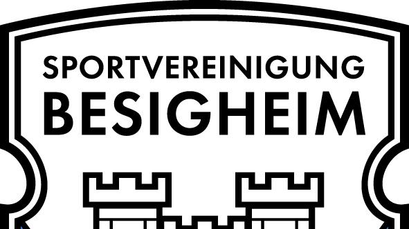 Wappen der Sportvereinigung Besigheim mit einer Burg und blauen Elementen, umrahmt von einem Schild. Unterhalb steht &bdquo;1887&ldquo;.